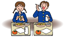 イラスト：給食を食べる様子