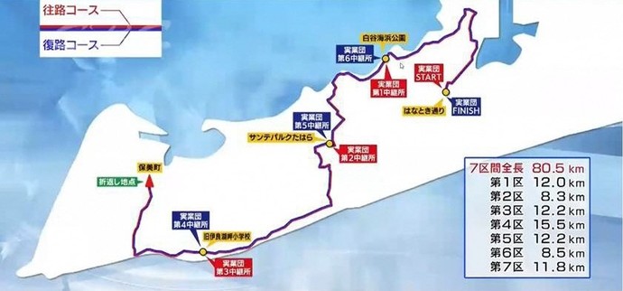 中部・北陸実業団対抗駅伝競争大会コース図